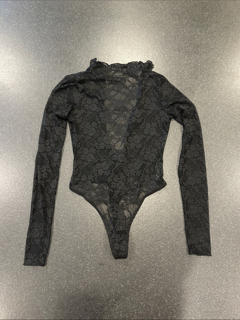 Urban Outfitters Black Lace Long-Sleeve Bodysuit Going Out Top Size S